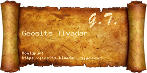 Geosits Tivadar névjegykártya
